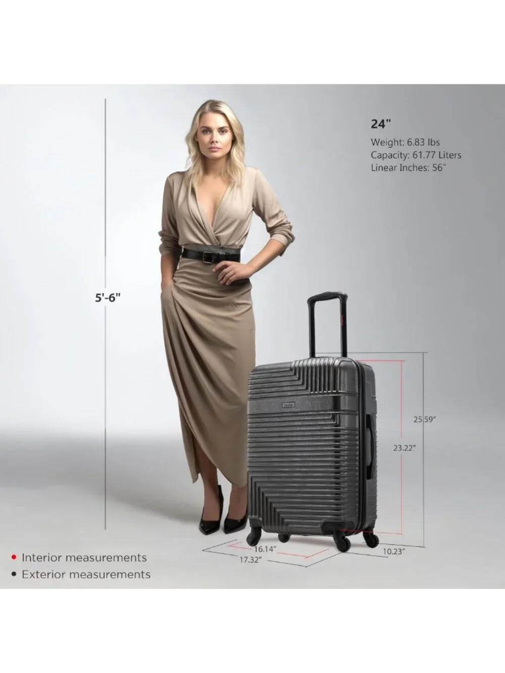 Durable Lightweight 24-Inch Hardside Spinner Luggage | Spacious Travel Bag with